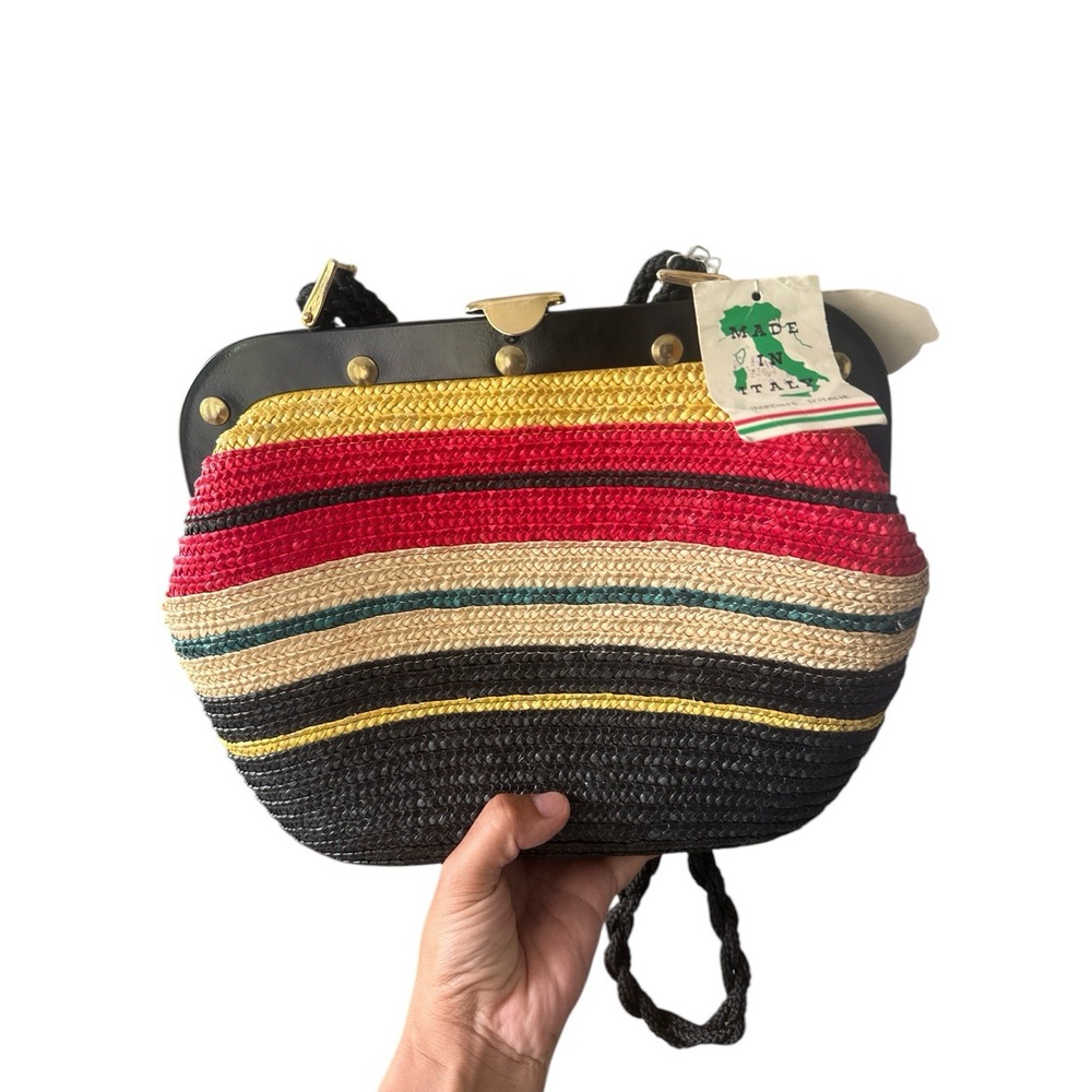 Vintage Woven Basket Handbag Purse Small Shoulder Purse Bag made in Italy NWT
